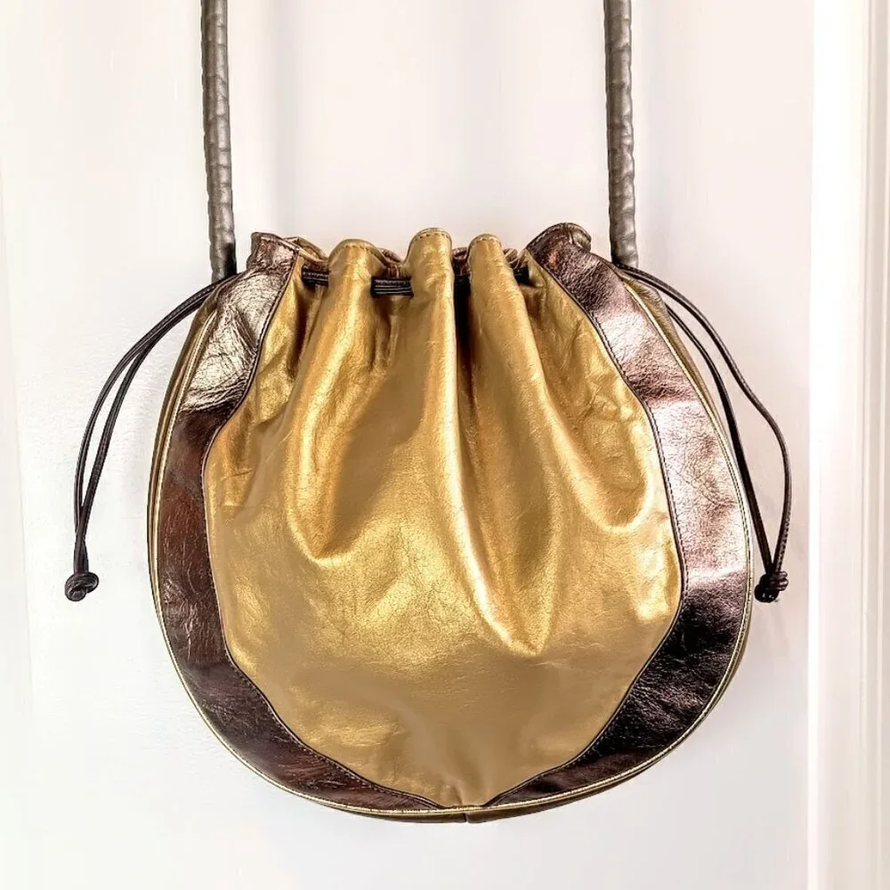 Vintage Judi Simon USA Tri-Color Metallic Leather Hobo Bag